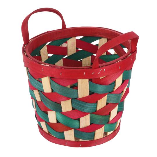 9.5" Medium Red and Green Woven Wood Chip Basket by Ashland®